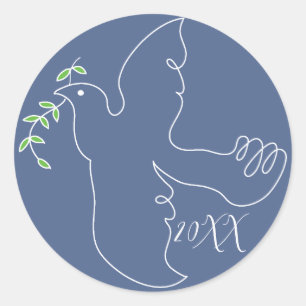 Adesivo Redondo Hanukkah Stickers (1 1/2"/3") "Chanukah Dove"