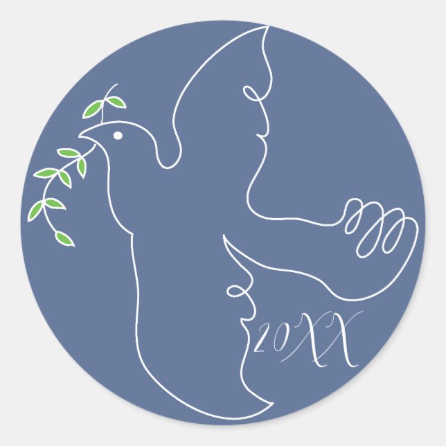 Adesivo Redondo Hanukkah Stickers (1 1/2"/3") "Chanukah Dove" (Frente)