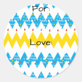 Adesivo Redondo Hanukkah Stickers (1 1/2" ou 3") "Chevron Menorah"