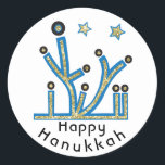 Adesivo Redondo Hanukkah Stickers "Blue Bling Menorah"<br><div class="desc">Chanucah Holiday e paus, "Blue Bling Menorah" Enfim, eu escrevo, Chanukah é um dos meus feriados favoritos. Divirta-se usando esses adesivos como topos de bolo, etiquetas de presentes, fechos de malas de favor ou qualquer que seja a sua festa! Personalize eliminando, "Happy Hanukah" e adicionando seu próprio texto usando seu...</div>