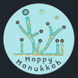 Adesivo Redondo Hanukkah Stickers "Blue Lights Latkes Chanukah"<br><div class="desc">Chanucah Holiday autocolante, "Blue Lights, Latkes, Chanukah/Hanukkah" Enfim, eu escrevo, Chanukah é um dos meus feriados favoritos. Divirta-se usando esses adesivos como topos de bolo, etiquetas de presentes, fechos de malas de favor ou qualquer que seja a sua festa! Personalize eliminando, "Happy Hanukah" e adicionando seu próprio texto usando seu...</div>