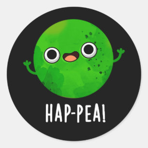 Adesivo Redondo Hap-pea Engraçado Feliz Pea Pun Dark BG