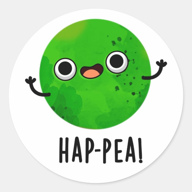 Adesivo Redondo Hap-pea Funny Happy Pea Pun (Frente)