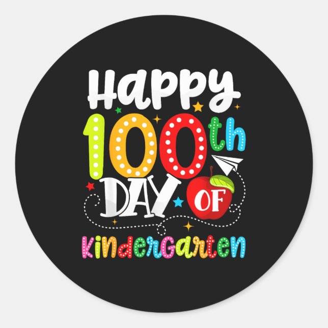 Adesivo Redondo Happy 100th Day Of Kindergarten Funny Teachers Stu (Frente)