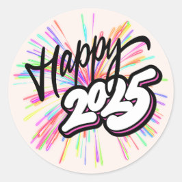Adesivo Redondo Happy 2025 Sticker