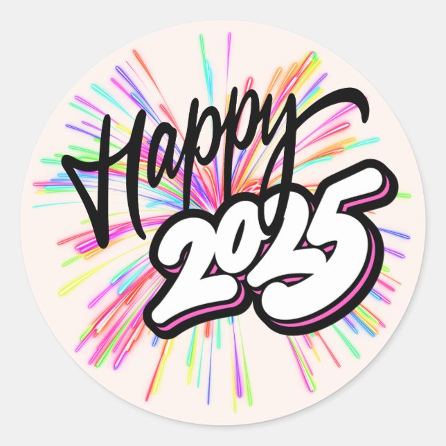 Adesivo Redondo Happy 2025 Sticker (Frente)