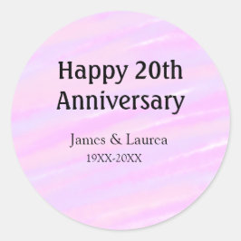 Adesivo Redondo Happy 20th anniversary pink purple pastel name bol
