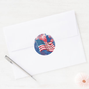 Adesivo Redondo Happy 4 de julho Sticker