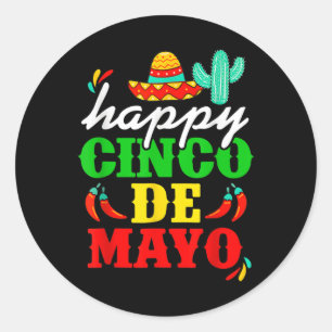 Adesivo Redondo Happy 5 De Mayo Cinco De Mayo Viva México 5 De Mai