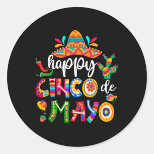 Adesivo Redondo Happy 5 De Mayo Cinco Viva México Camisa Para Home