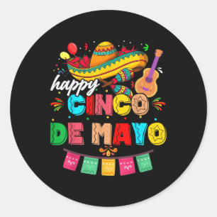 Adesivo Redondo Happy 5 De Mayo Permite Fiesta Viva México Cinco D