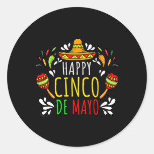 Adesivo Redondo Happy 5 De Mayo Permite Fiesta Viva México Cinco D