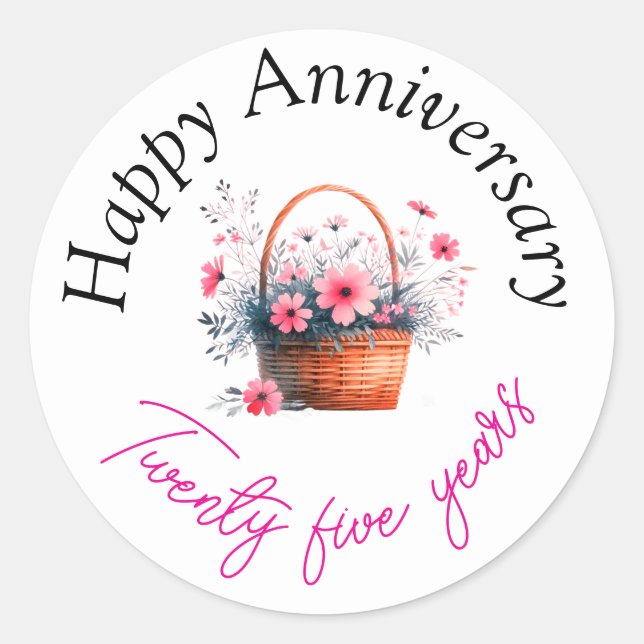 Adesivo Redondo Happy anniversary stickers  (Frente)