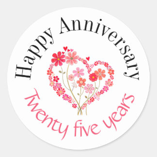 Adesivo Redondo Happy anniversary stickers 