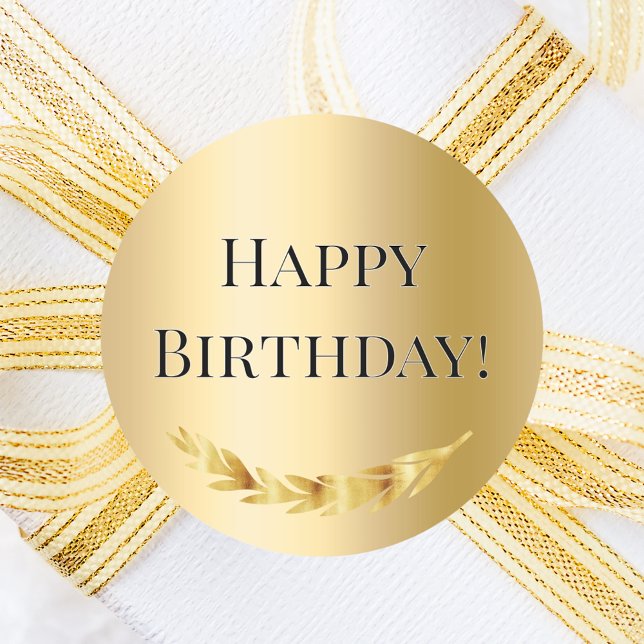 Adesivo Redondo Happy Birthday Gold decor (Criador carregado)