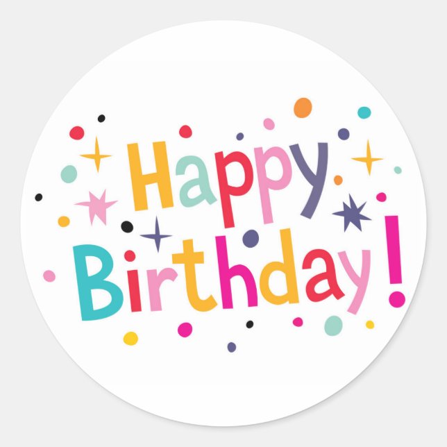 Adesivo Redondo Happy Birthday! Round Sticker (Frente)