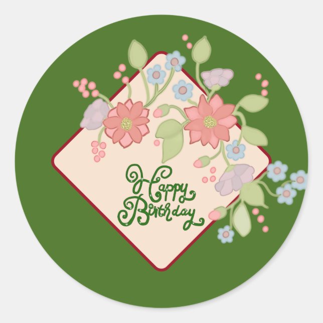 Adesivo Redondo Happy Birthday Runder Aufkleber (Frente)