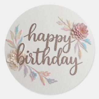 Adesivo Redondo Happy birthday sticker 