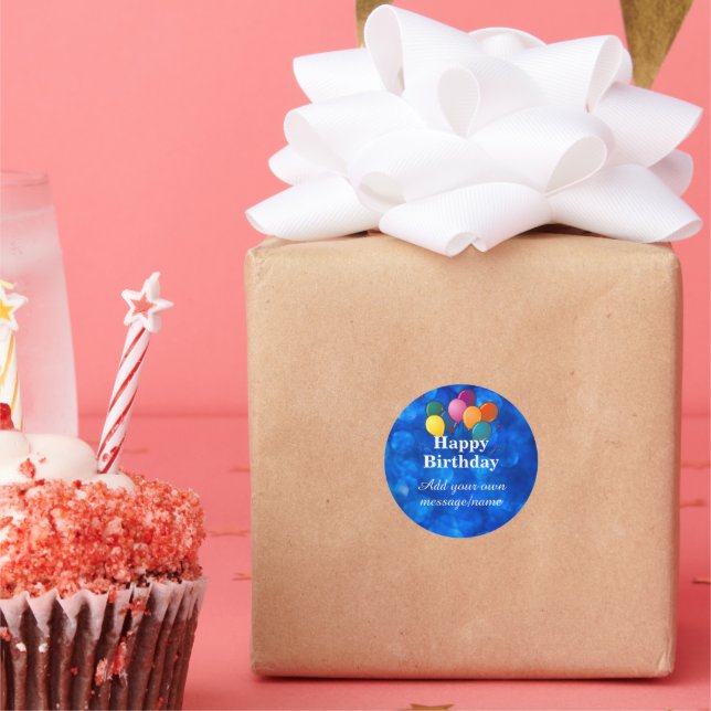 Adesivo Redondo Happy Birthday TEMPLATE, personalize, (Festa)