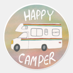 Adesivo Redondo Happy Camper Rainbow RV Sunset Motorhome RV