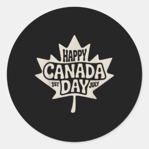 Adesivo Redondo Happy Canada Day 2025 Vintage Canadian Flag Maple