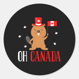 Adesivo Redondo Happy Canada Day Canadian Groundhog Flag