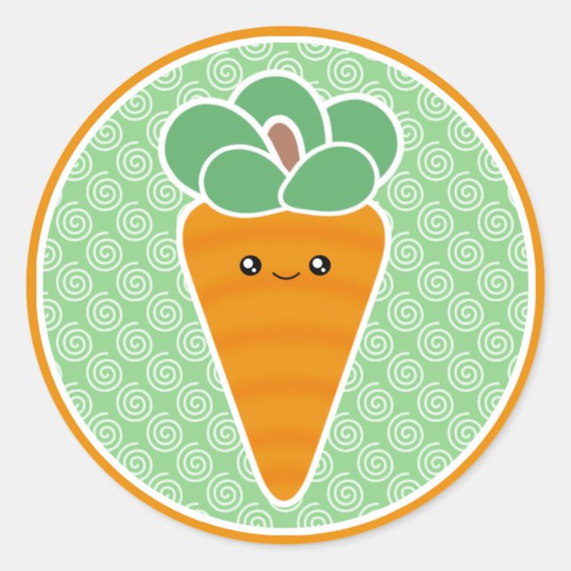 Adesivo Redondo Happy Carrot Kawaii (Frente)