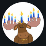 Adesivo Redondo Happy Chanukah Sticker<br><div class="desc">Vestir presentes,  selos de cartão ou decorações - personalize com o nome da criança,  o ano ou a sua escolha de saudação.</div>