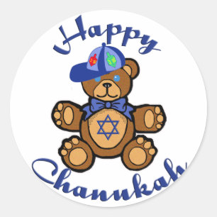 Adesivo Redondo Happy Chanukah Teddy Bear