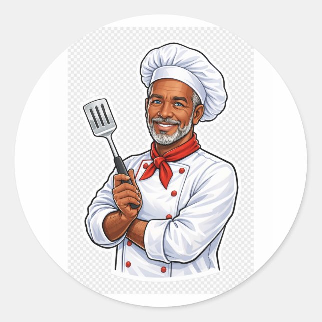 Adesivo Redondo happy chef cooking kitchen funny chef sticker (Frente)