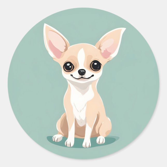 Adesivo Redondo Happy Chihuahua Sticker (Frente)