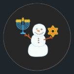 Adesivo Redondo Happy Chrismukkah Hanukkah Snowman Menorah David<br><div class="desc">Happy Chrismukkah Hanukkah Snowman Menorah David</div>