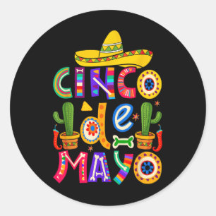 Adesivo Redondo Happy Cinco De Mayo Fiesta Squad 5 De Mayo Mexican