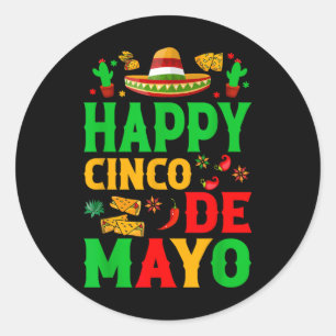 Adesivo Redondo Happy Cinco De Mayo Mexicano Fiesta Squad 5 De May