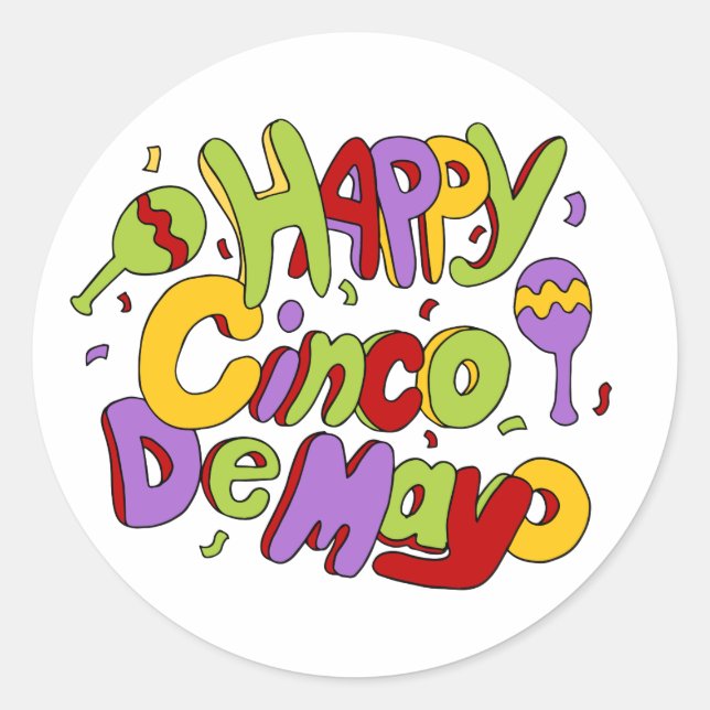 Adesivo Redondo Happy Cinco De Mayo Sticker (Frente)