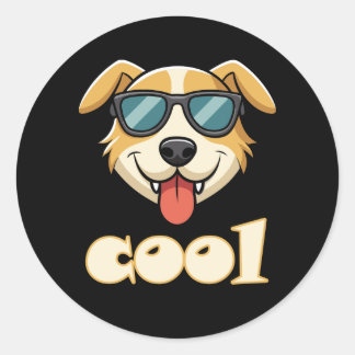 Adesivo Redondo Happy - Cool Cartoon Dog