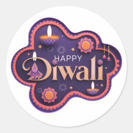 Adesivo Redondo Happy Diwali