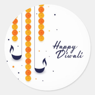 Adesivo Redondo Happy    Diwali Classic Round Sticker