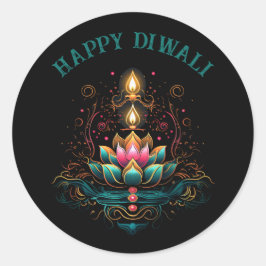 Adesivo Redondo Happy Diwali Hindu O Festival Das Luzes