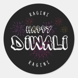 Adesivo Redondo Happy Diwali - personalizável e personalizado
