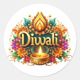 Adesivo Redondo Happy Diwali Sticker