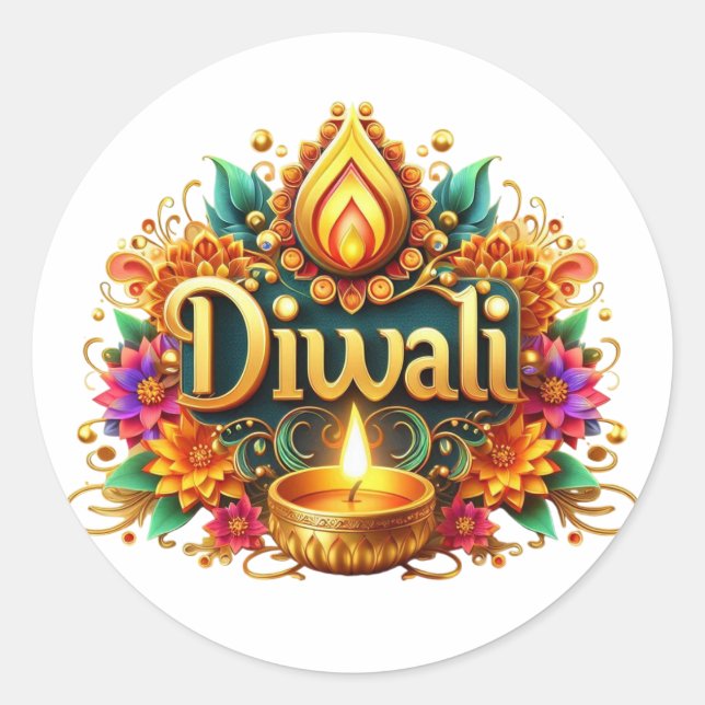 Adesivo Redondo Happy Diwali Sticker (Frente)