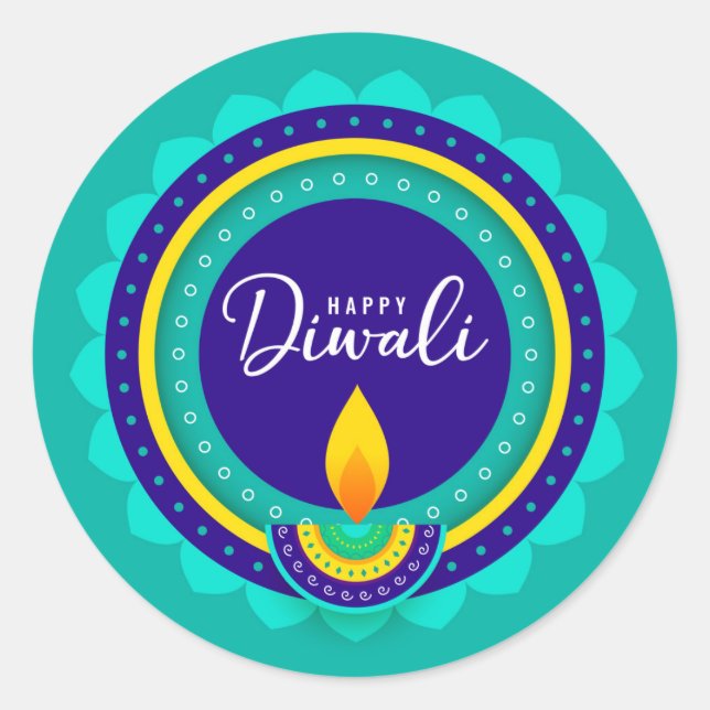 Adesivo Redondo Happy Diwali Sticker (Frente)