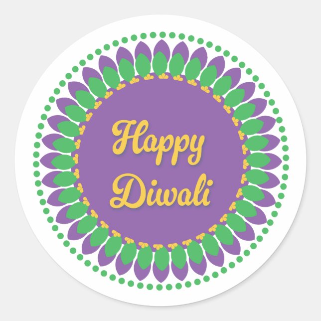 Adesivo Redondo Happy Diwali Sticker (Frente)