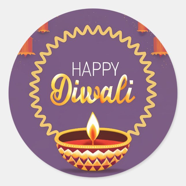 Adesivo Redondo Happy Diwali Sticker (Frente)