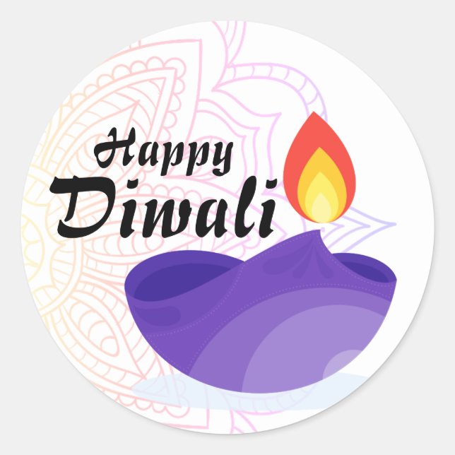 Adesivo Redondo Happy Diwali Stickers (Frente)