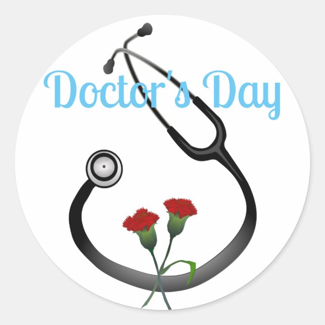 Adesivo Redondo Happy Doctor's Day Stethoscope (Frente)