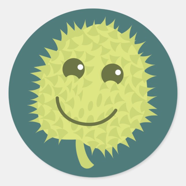 Adesivo Redondo Happy Durian fruta (Frente)