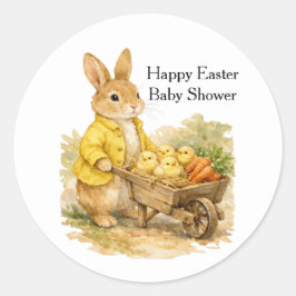 Adesivo Redondo Happy Easter Bunny Rabbit Baby Shower