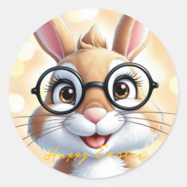 Adesivo Redondo Happy Easter cute Bunny 